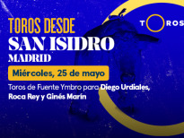 Feria de San Isidro(T2022) - Toros de Fuente Ymbro para Diego Urdiales, Roca Rey y Ginés Marín (25/05/2022)

